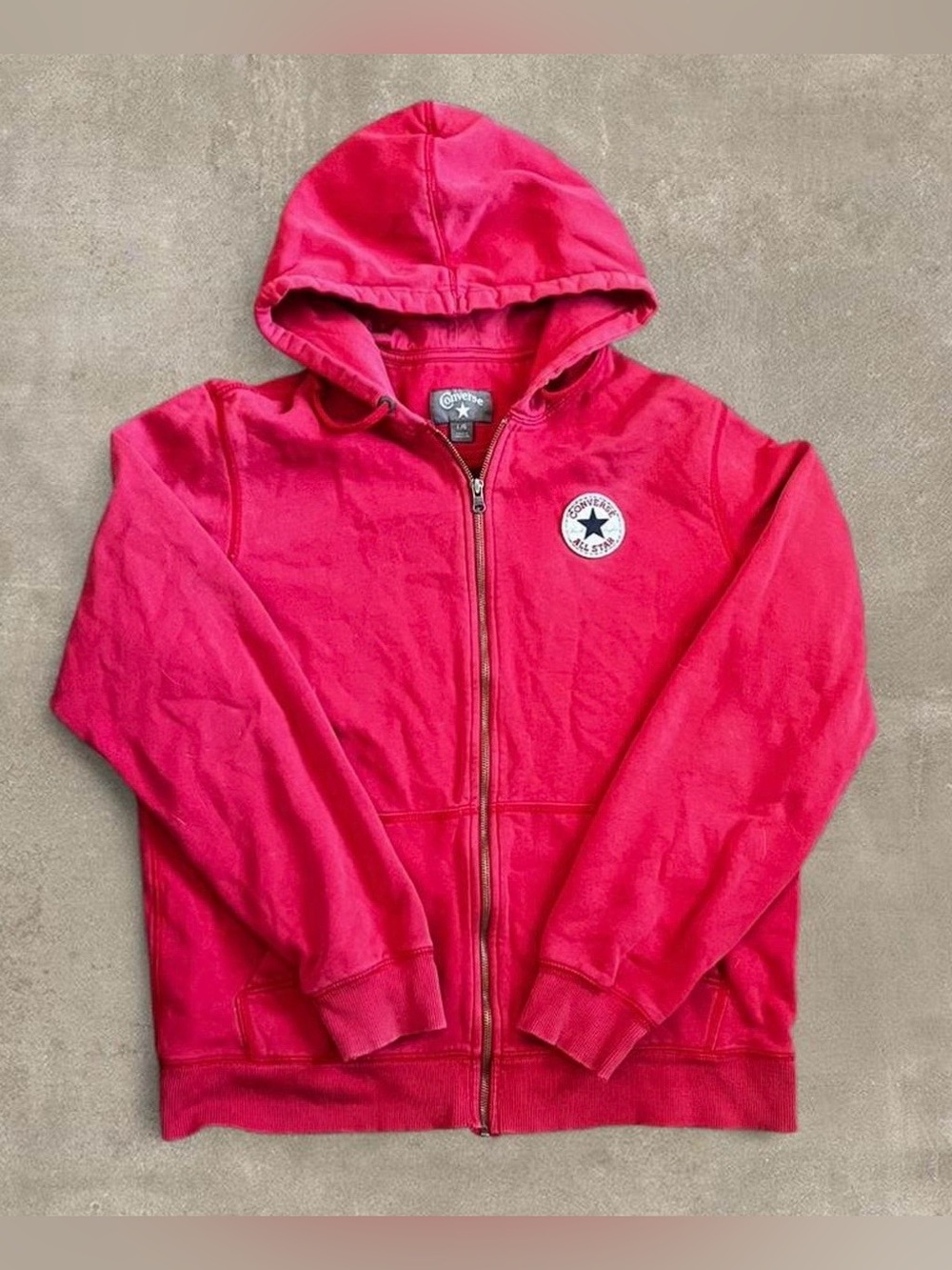 Converse All Star Red Full-Zip Hoodie with Star Patch